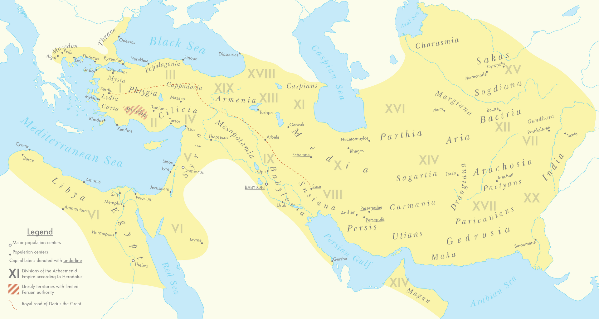 Map of the Achaemenid Empire around 500 BC