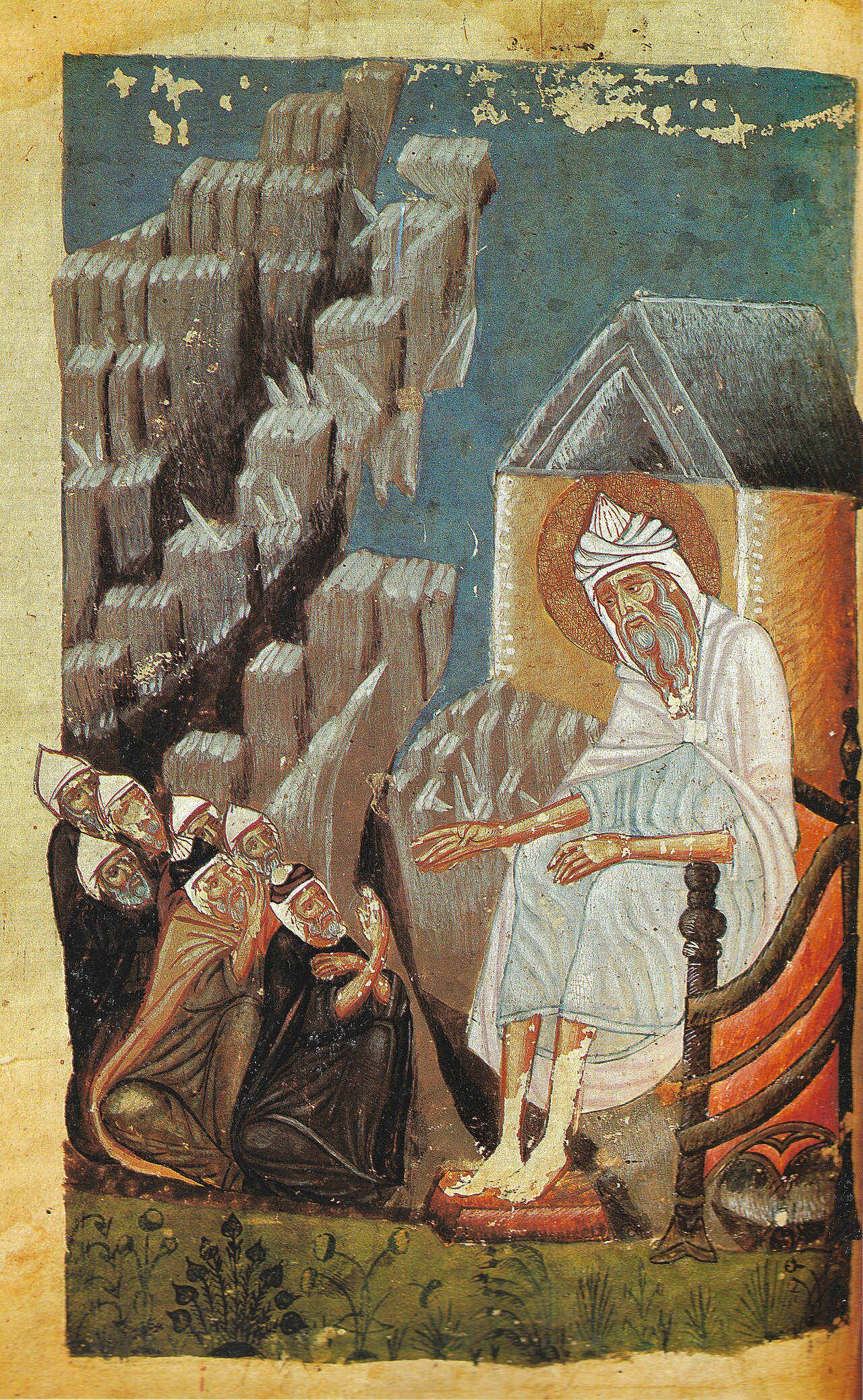 A Desert Father teaching gathered monks