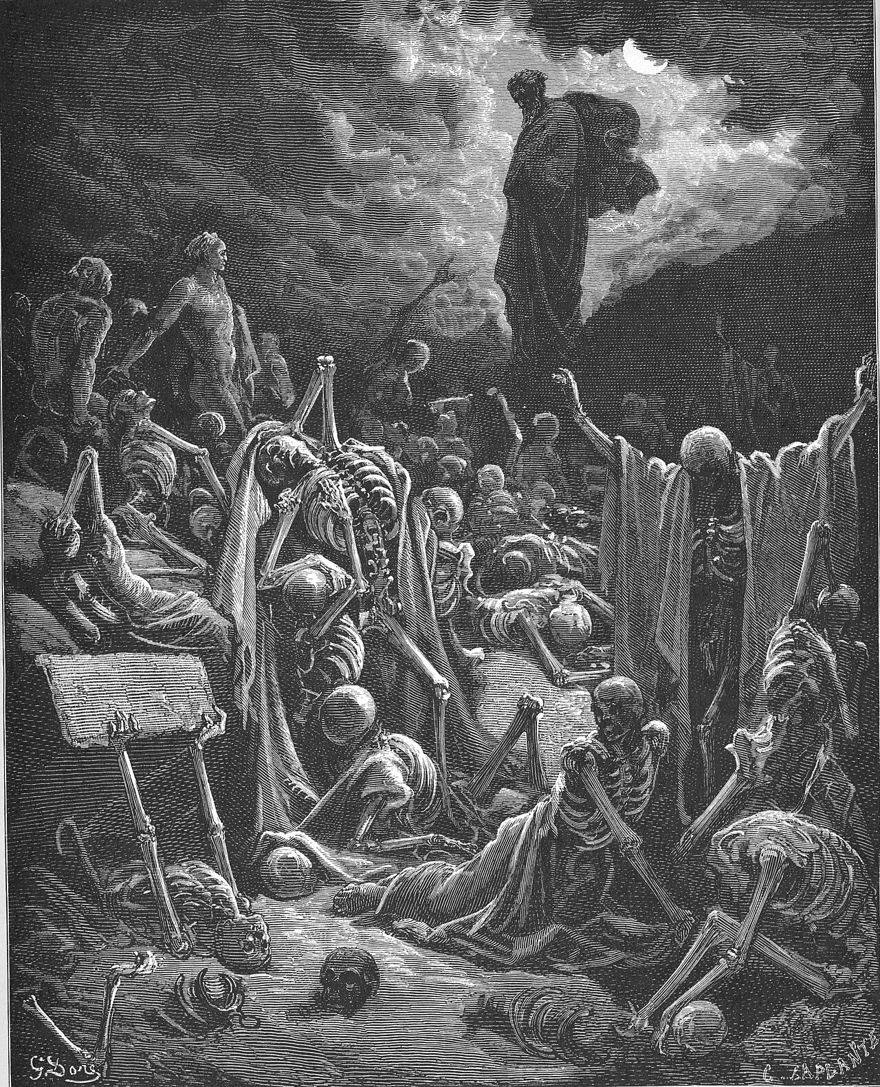 Gustave Dore illustration of Ezekiels valley of dry bones