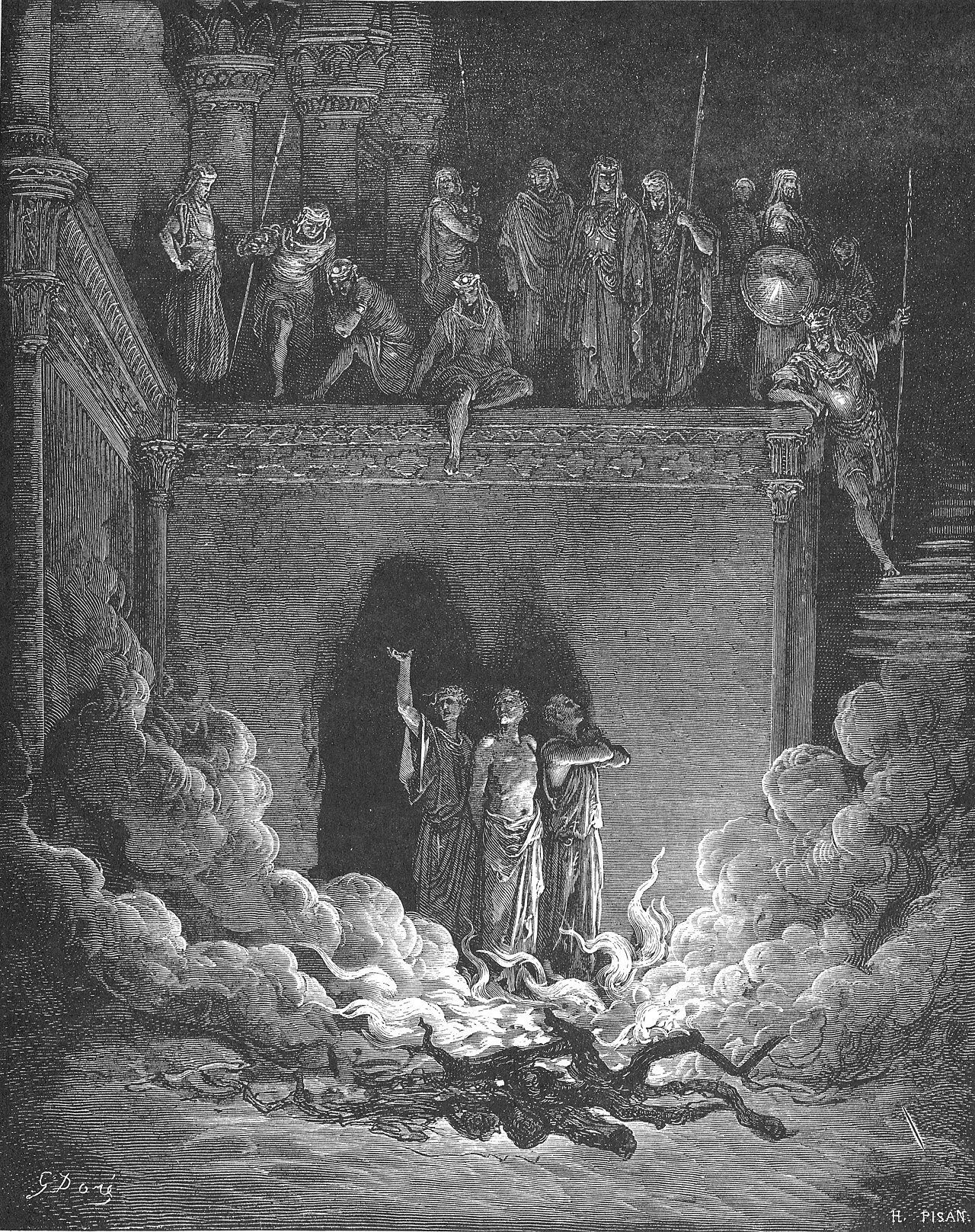 Gustave Doré engraving of Shadrach, Meshach and Abednego in the Furnace (1866)