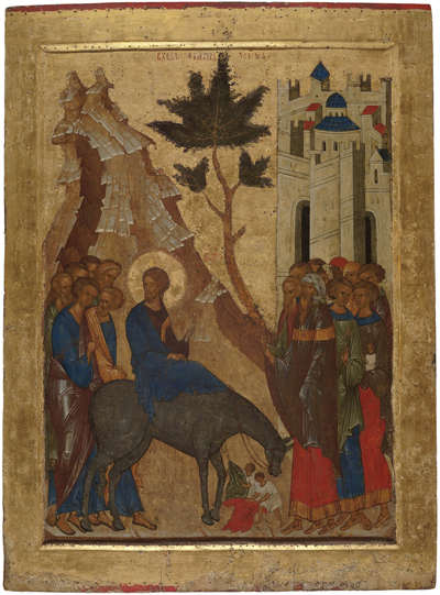 The Entry into Jerusalem, fifteenth-century Kirillo-Belozersky feast-tier icon