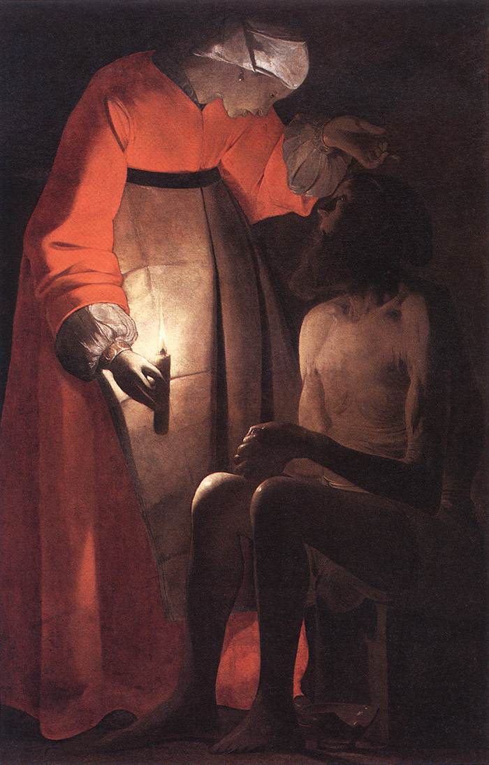 Georges de La Tour painting of Job and his wife, used with the LXX caveat that her grief should not be mocked