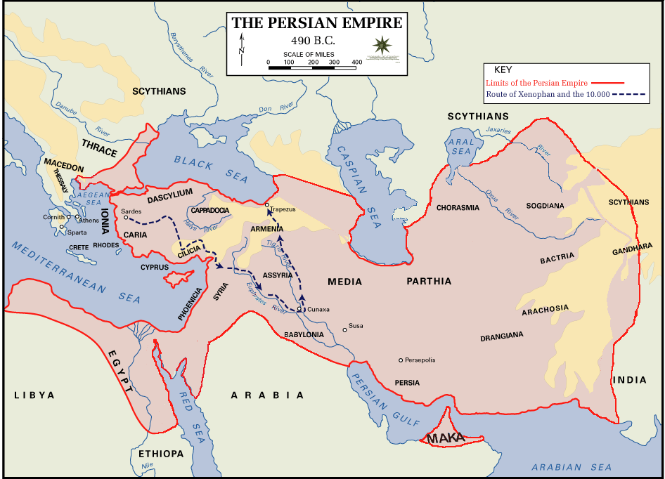 Map of the Persian Empire, 490 BC