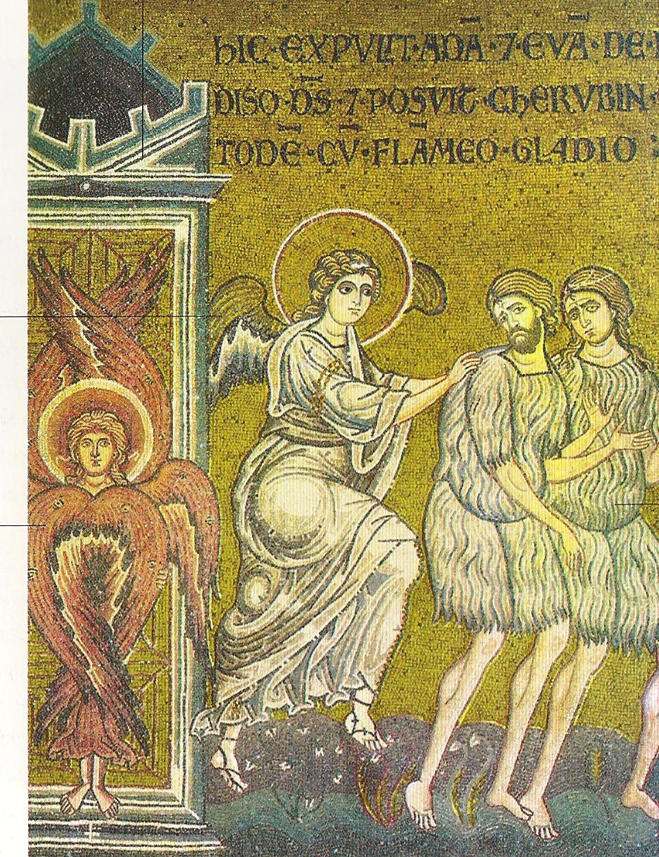 Expulsion of Adam and Eve from Paradise, Monreale Cathedral mosaic