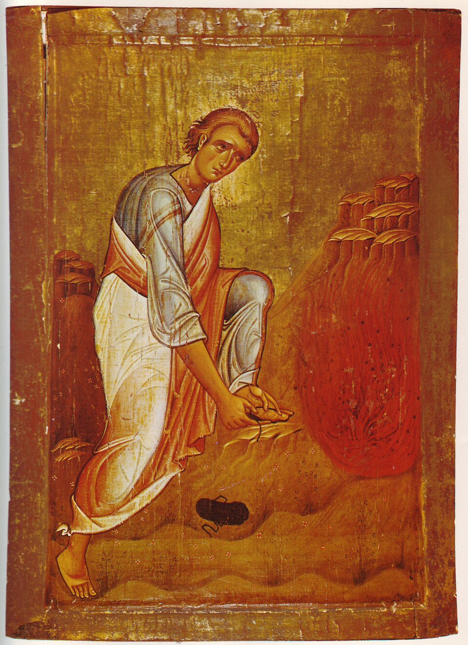 Sinai icon of Moses before the Burning Bush.