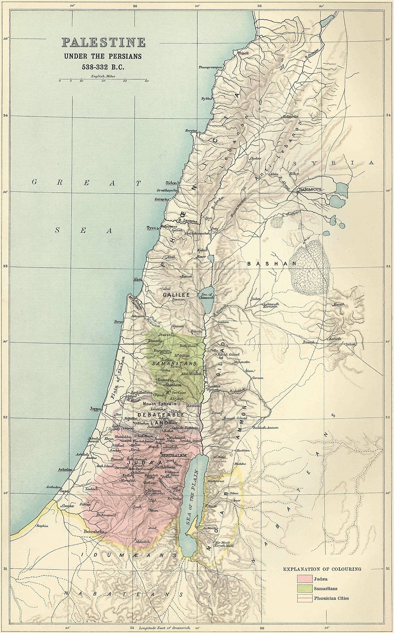 Persian period map of Palestine
