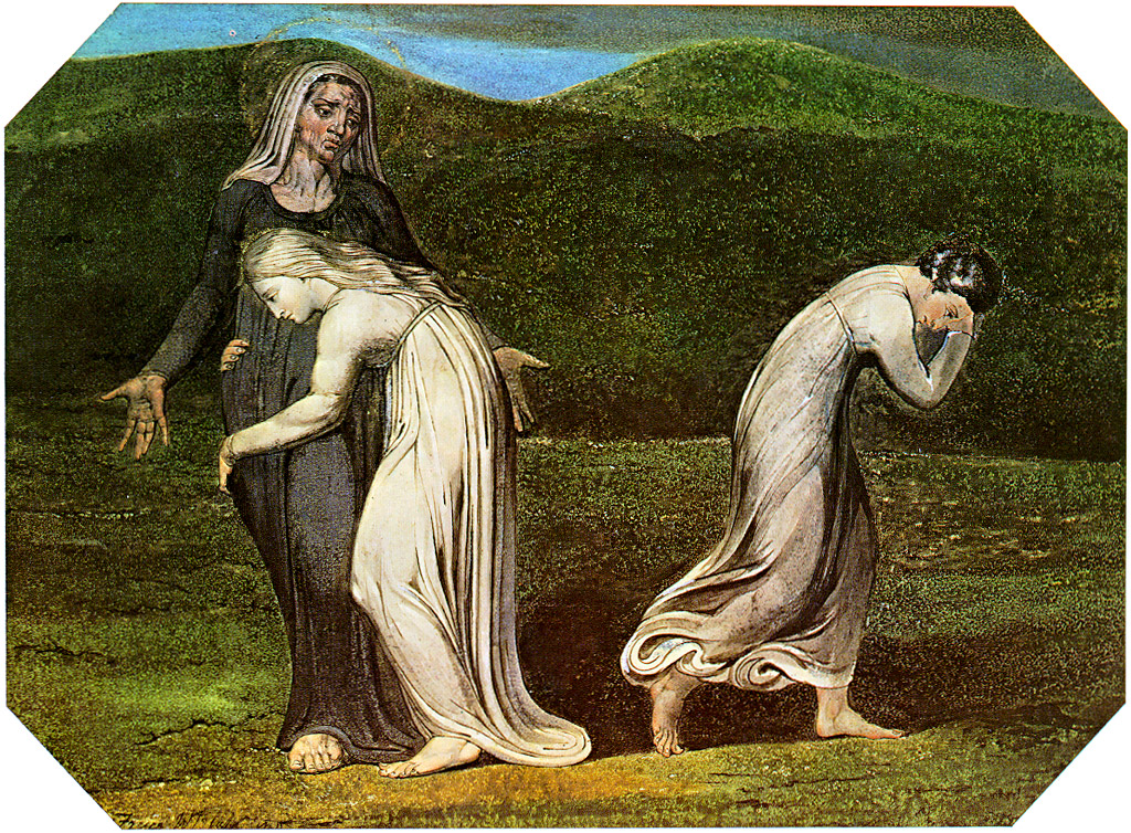 Naomi entreating Ruth and Orpah to return to Moab