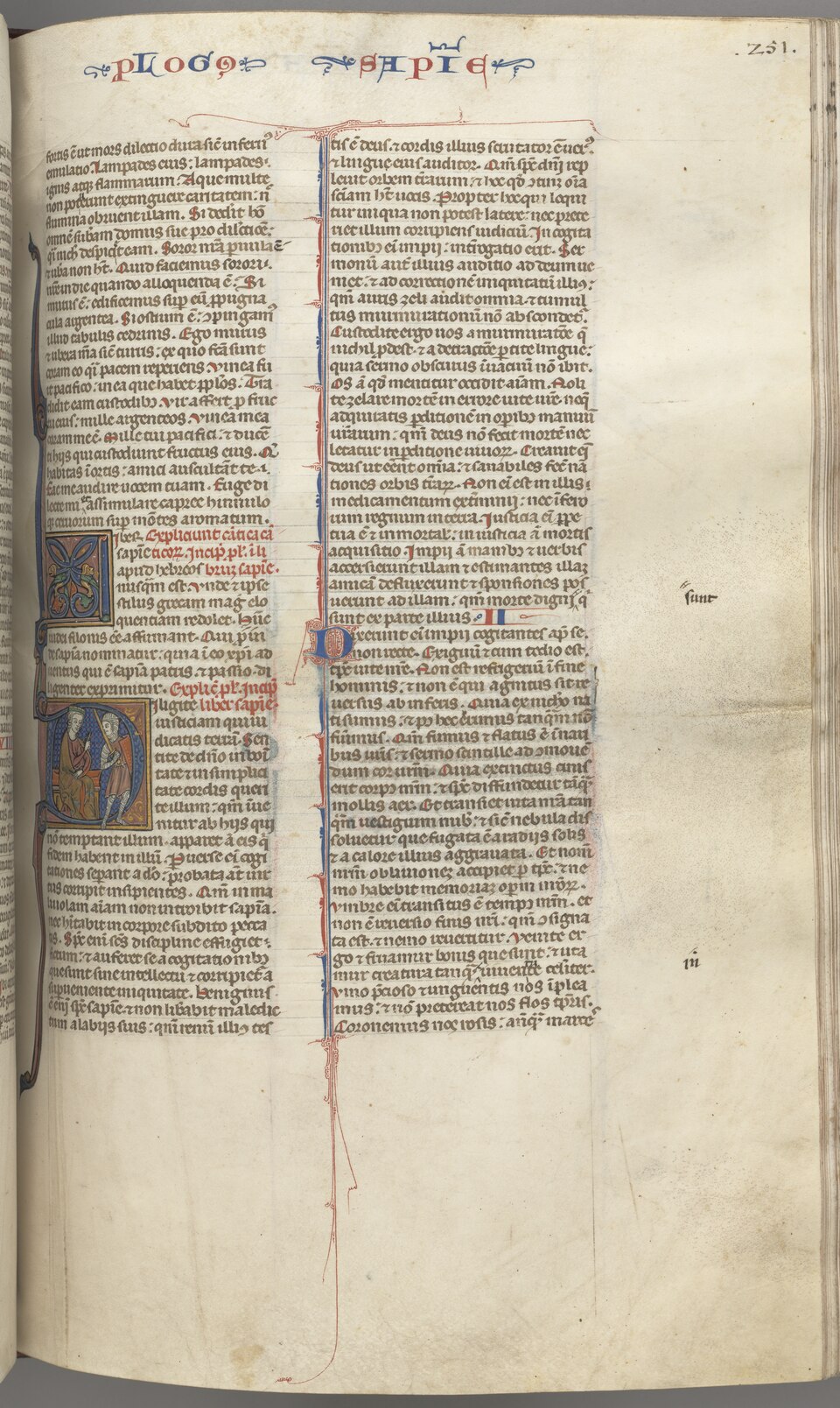 Wisdom manuscript leaf showing Solomon instructing a soldier