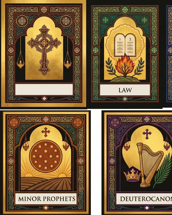 Old Testament bookshelf artwork